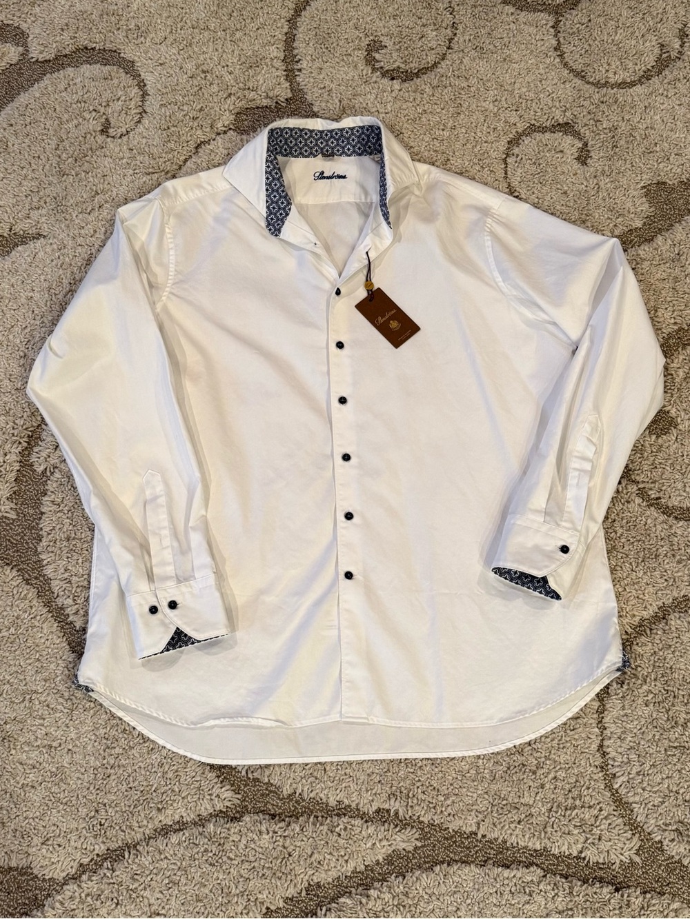 NWT Stenstroms Men’s Fitted Body Button Up 100% Cotton Shirt Size XXL